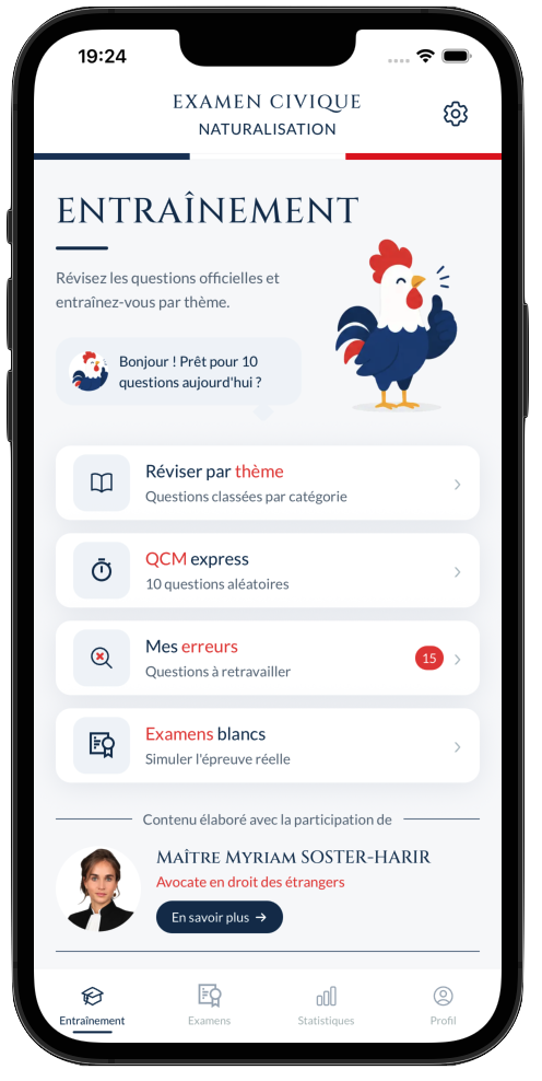 Application Mon Examen Civique sur iPhone